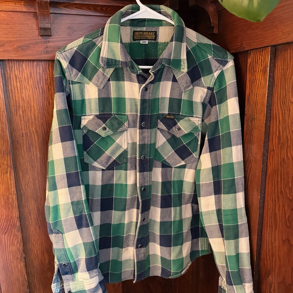 Iron Heart Green Plaid Flannel Shirt
